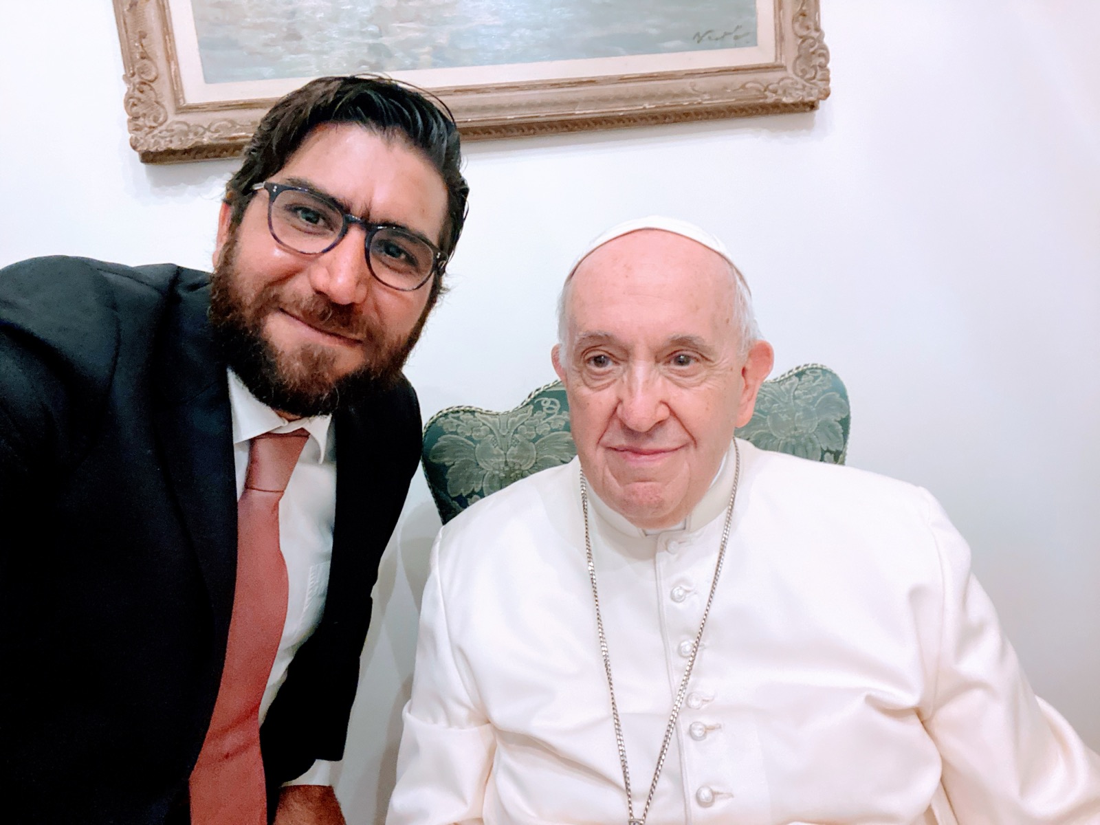 Omar Mohammed with Pope Francis at the Vatican