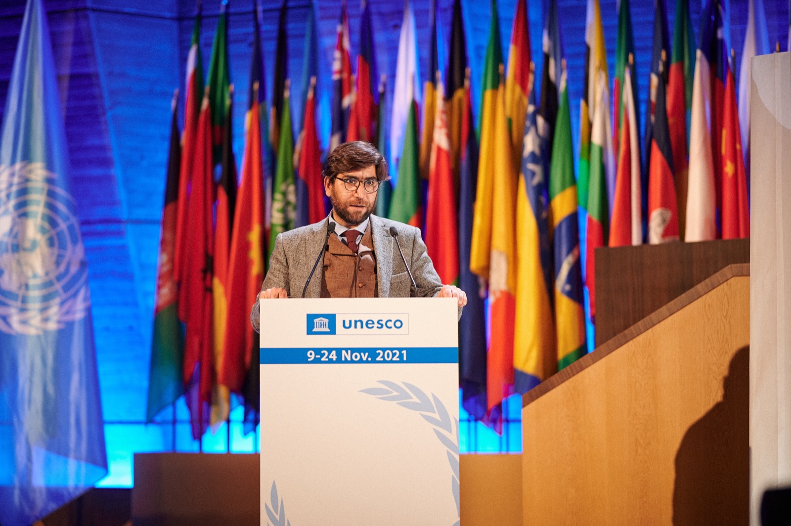 Omar Mohammed at the UNESCO General Conference, Paris, 2021