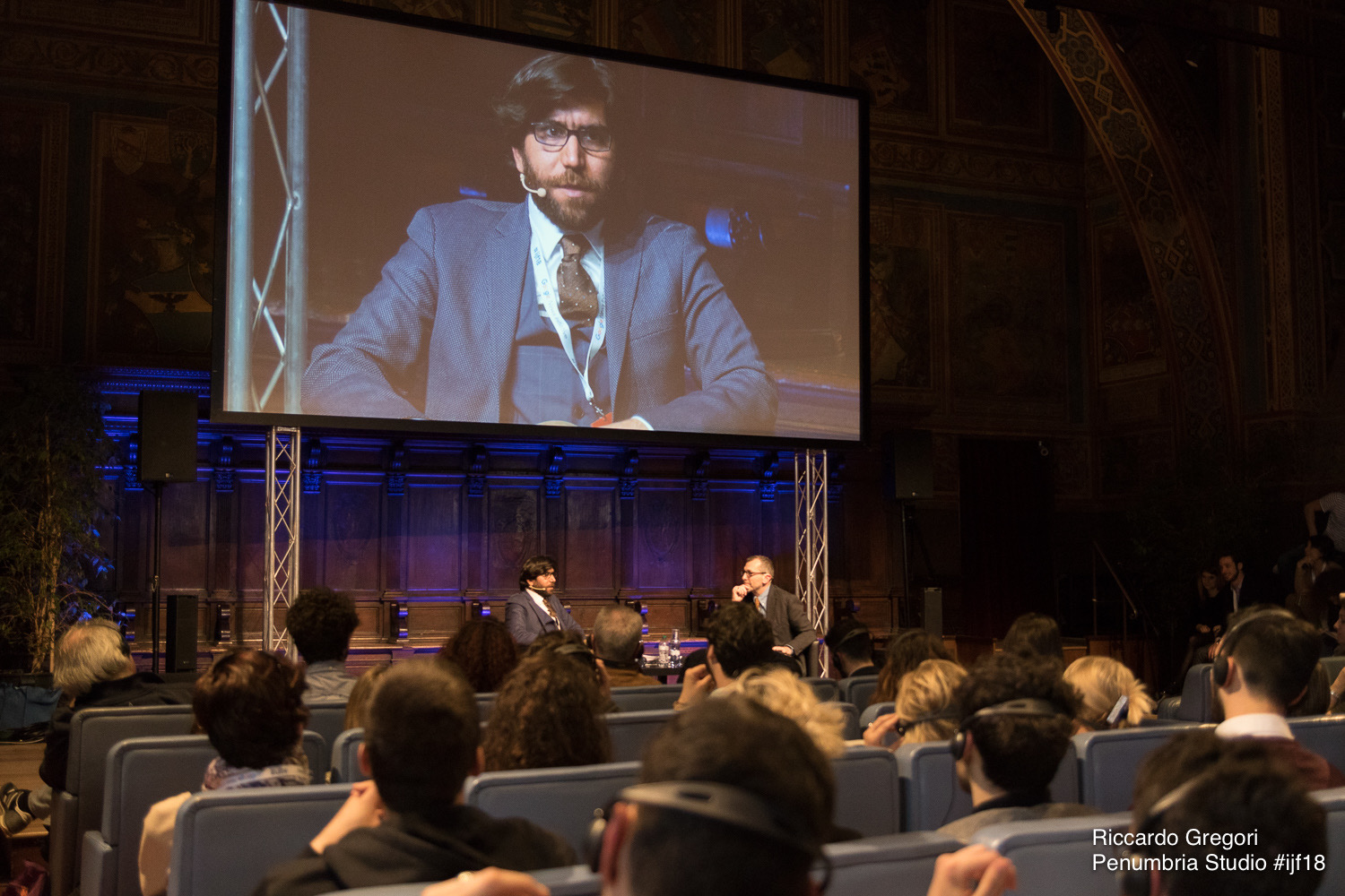Omar Mohammed on screen at the Perugia Festival